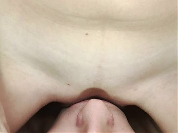 Wet pulsing vulva slides on mans tongue